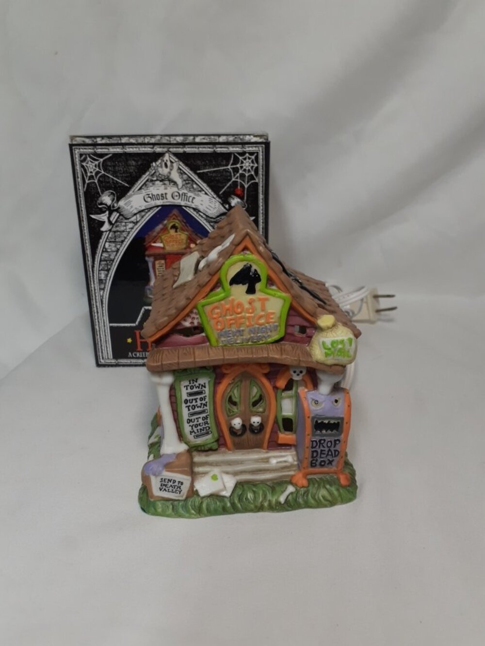 Vintage 1998 Creepy Hollow Post “Ghost Office” Mini Light Up Halloween House